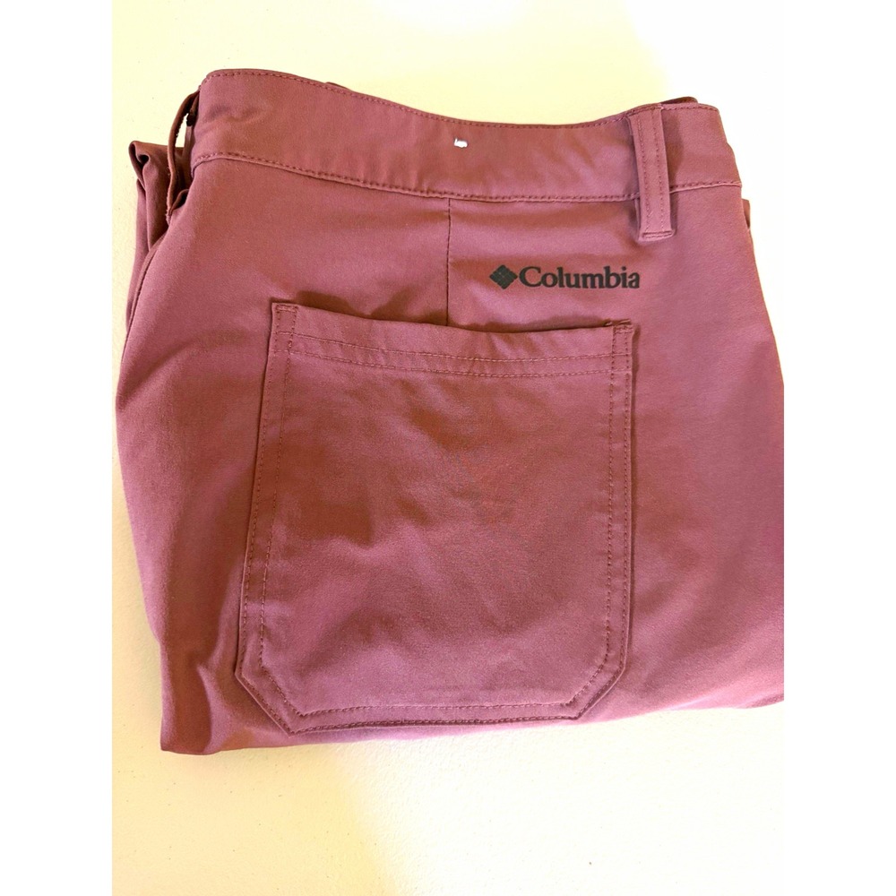 Columbia Men 36x32 Mauve Softshell Stretch Regular Fit Straight Flat Front Pants